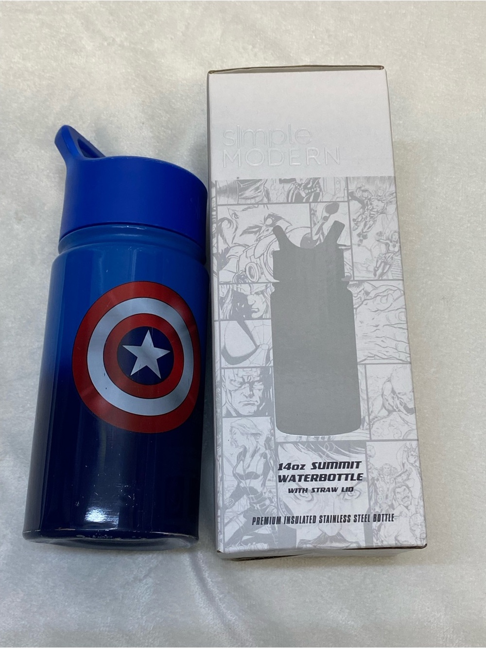 Simple Modern kids water bottle Marvel Captain America 14 oz stainless steel